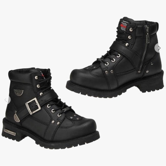 Milwaukee Other - Milwaukee Men’s Leather Road Captain Steel Toe Black Motorcycle Boots 🔥🔴